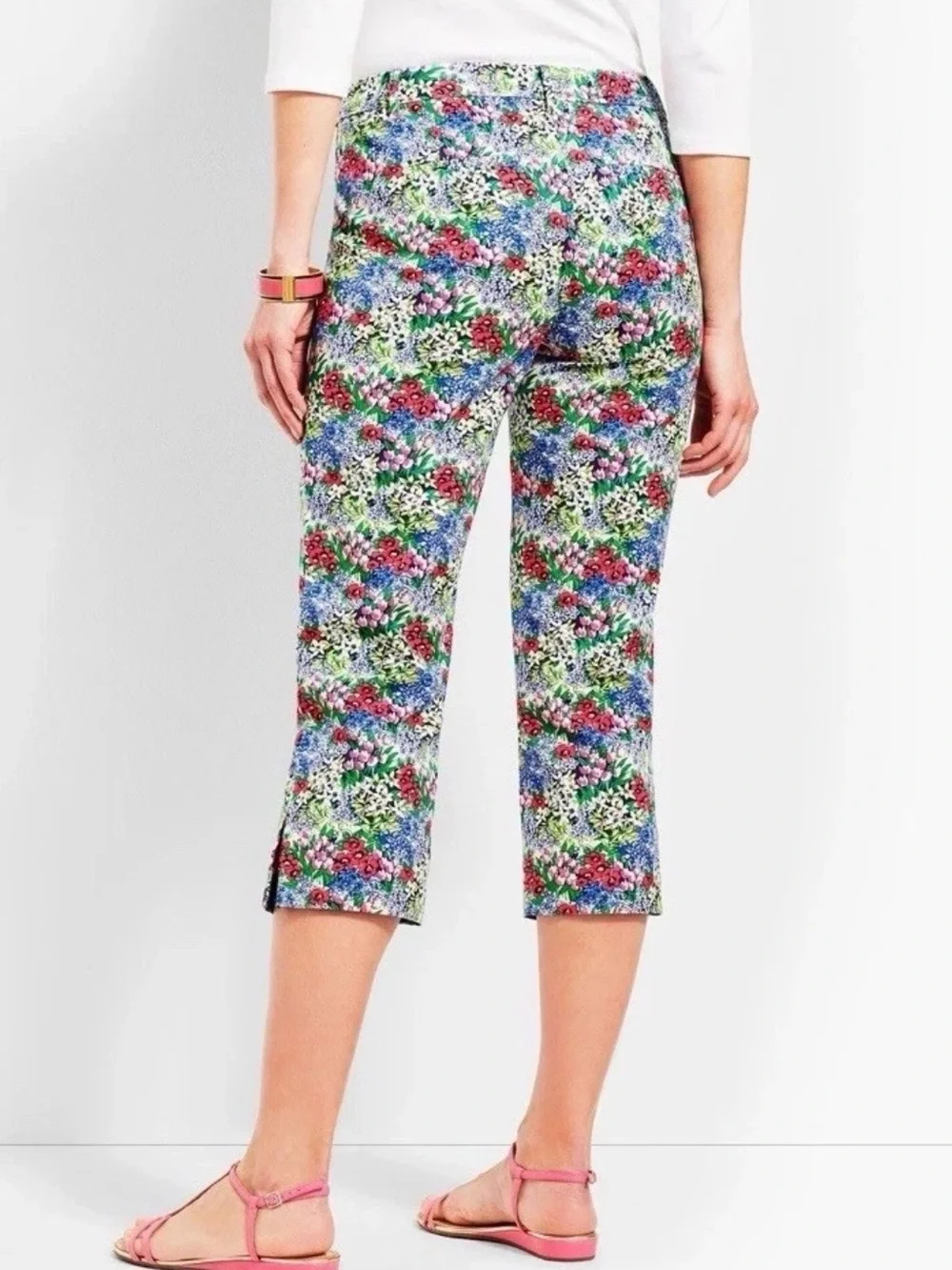 Talbots Perfect Skimmer Pedal Pusher Floral Pants Size 6 Spring Bloomcore Beachy - Picture 2 of 13